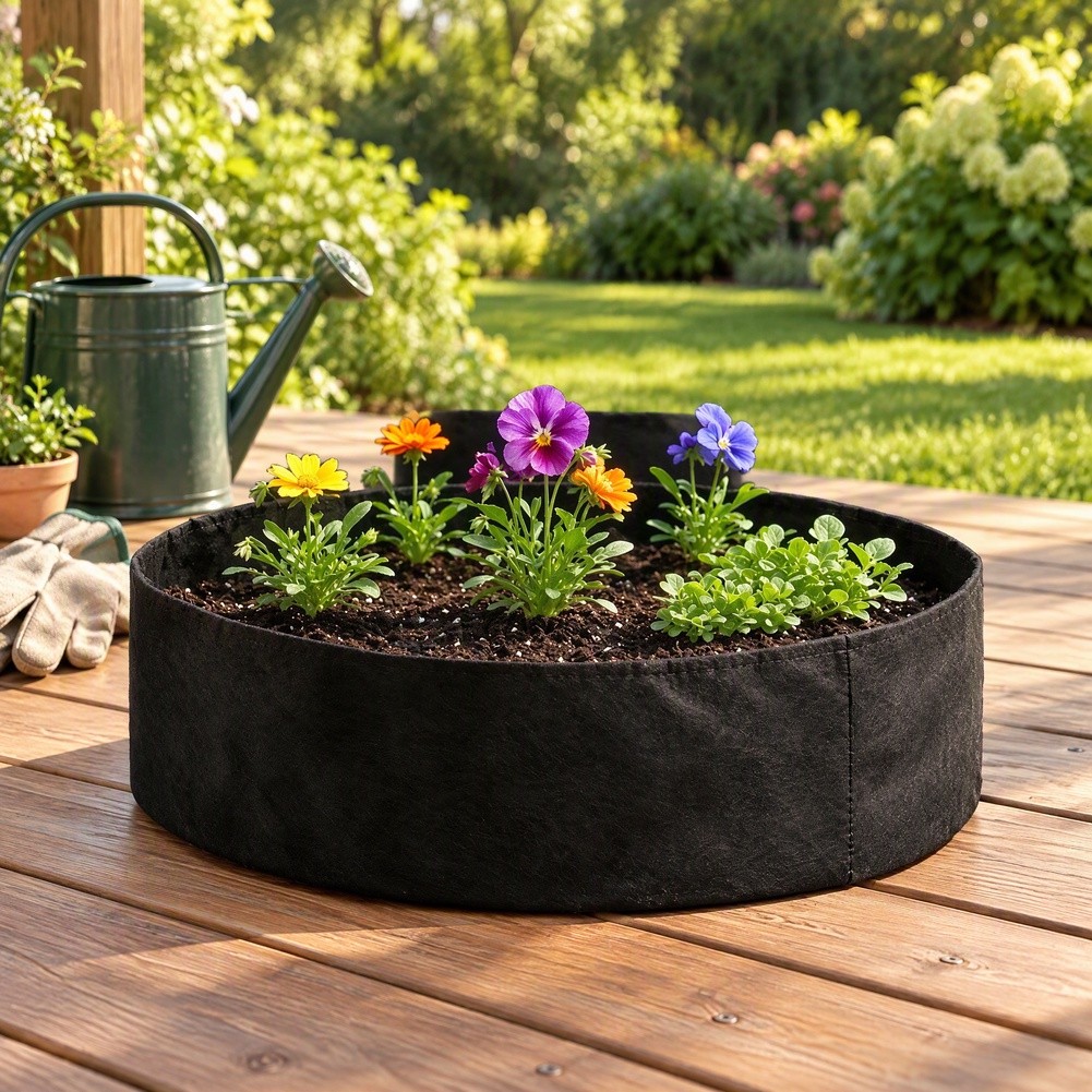 Raised Garden Bed - Grote ronde plantenzak van vilt, 130x30